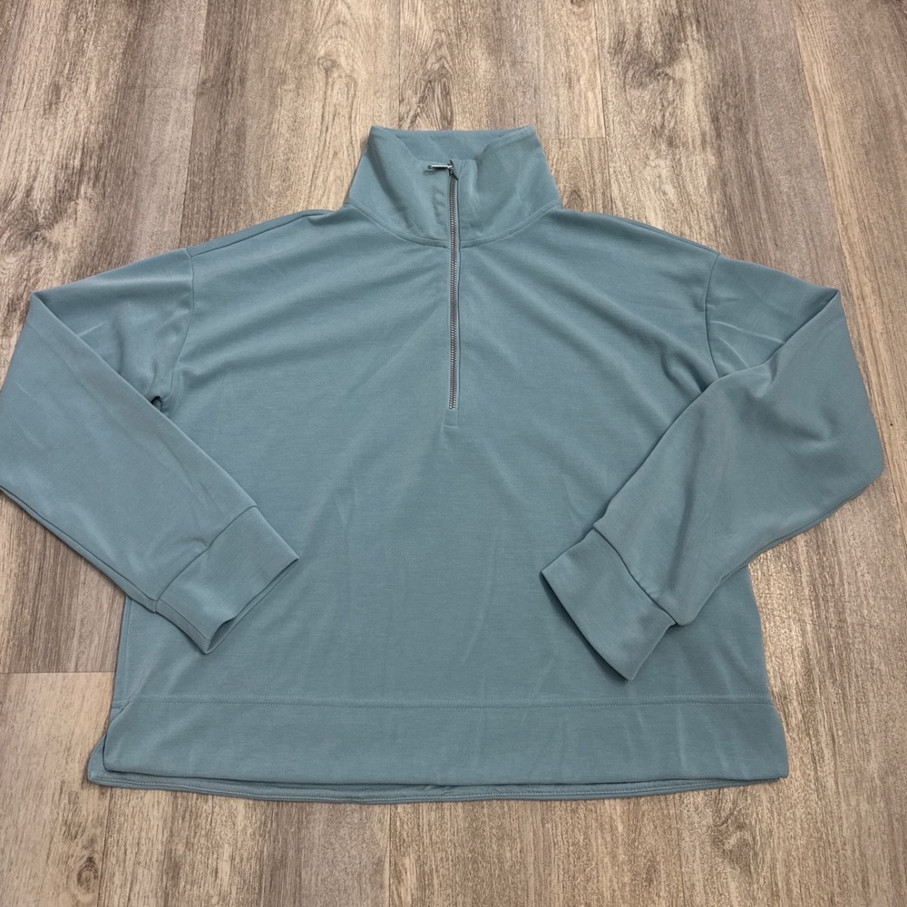 Athleta Seasoft Women's Quarter Zip Top Dusty Blue Tencel Modal Size Meidum